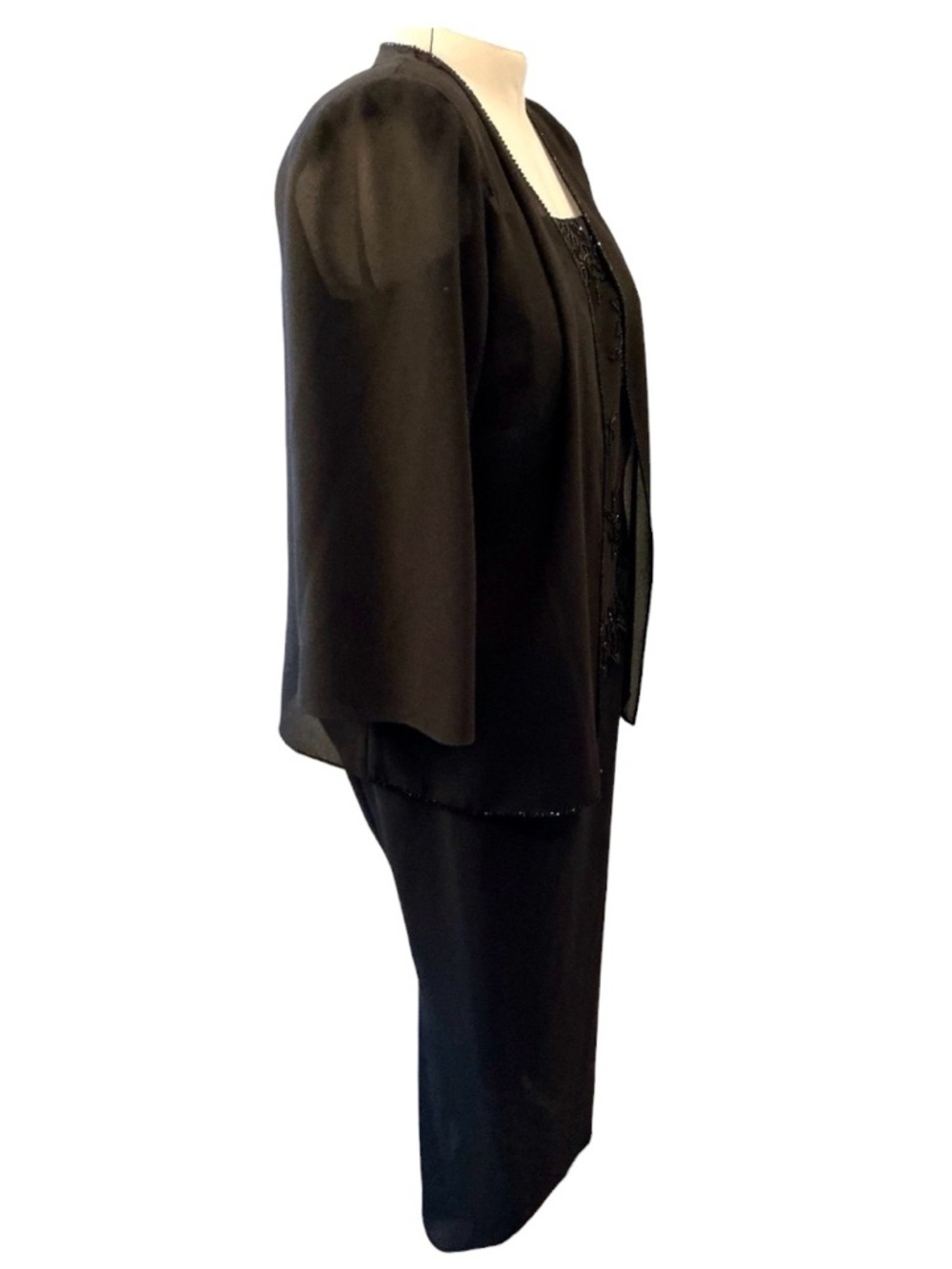 Karen Miller beaded evening dress with sheer overlay - Picture 7 of 8